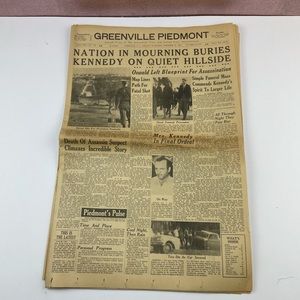 Vintage Greenville Piedmont Newspaper November 25, 1963 President Kennedy